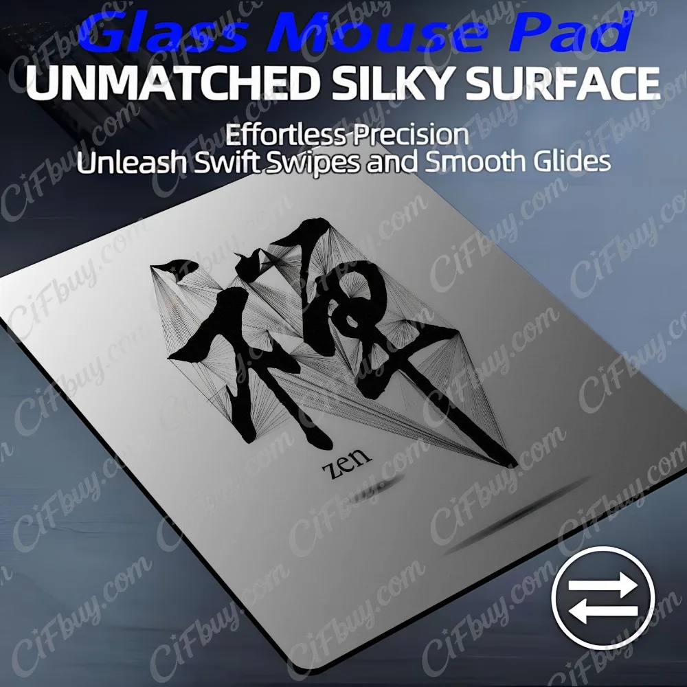 CIFbuy Tempered Mouse Pad Micro Etched Surface Nano Coating Non Slip Base Smooth Control FPS Gaming Desk Mat For Office