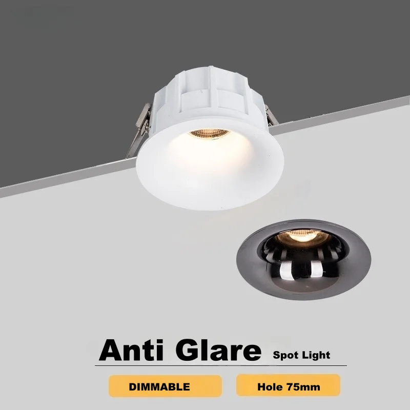 

Dimmable Recessed LED COB Embedded Ceiling Lamp Fixture Downlight Focus Spotlight Beam Angle 15°24°36° Wine Cabinet Hole 75mm