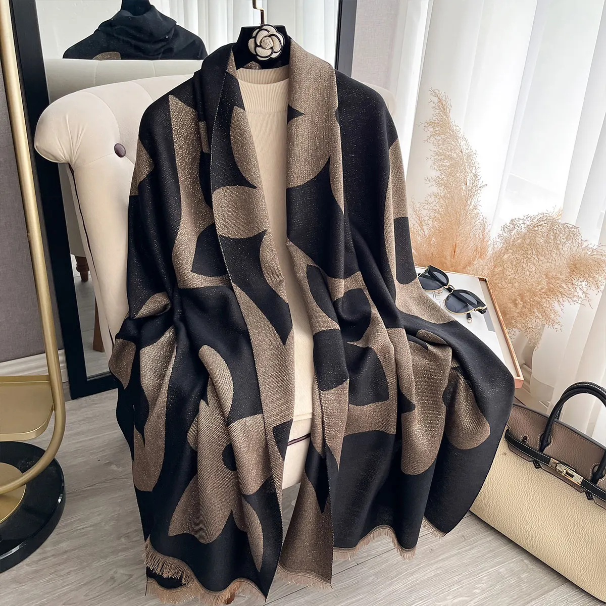 

Женский мусульманский хиджаб, длинный шарф с золотой нитью и весенне-осенним солнцезащитным шарфом, украшение, шаль, платок, платок