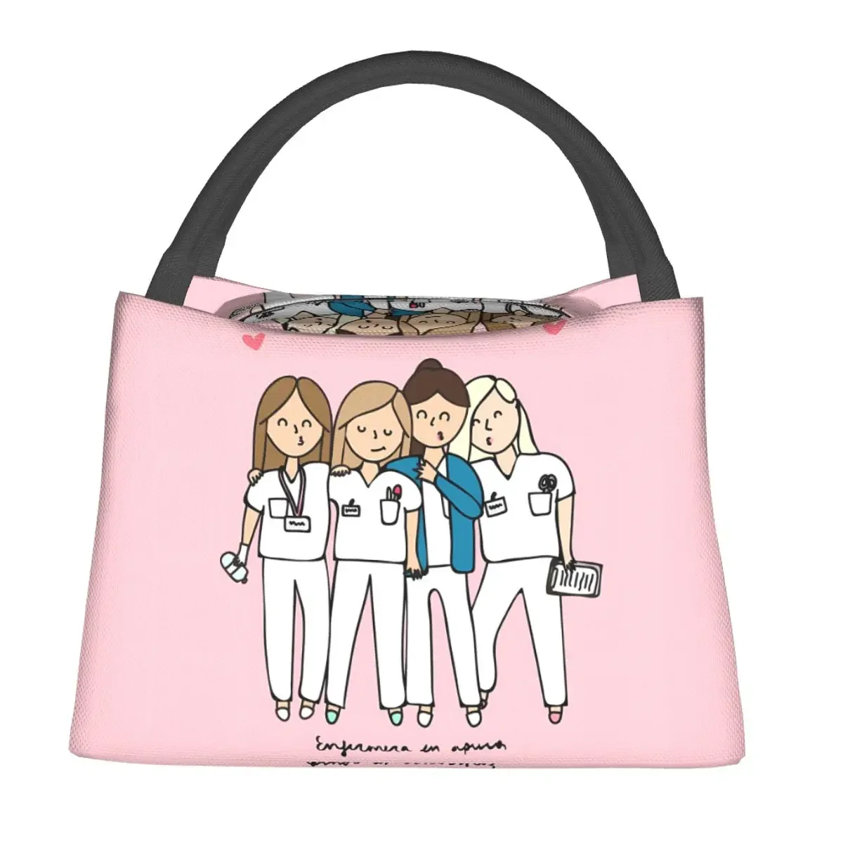 

Cartoon Doctor Nurse Insulated Lunch Bag Enfermera En Apuros Grocery Portable Lunch Box Picnic Cooler Bag Thermal Tote Handbags