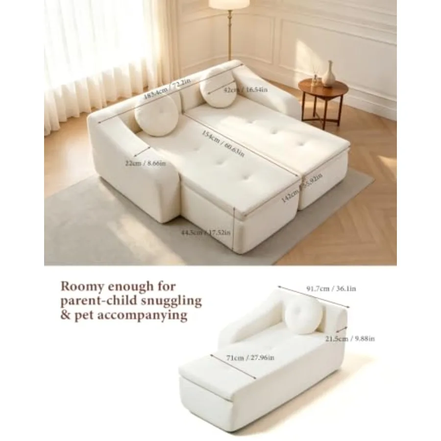 70 Inch Lounge Chair Sofa, Boneless Chair with Armrest