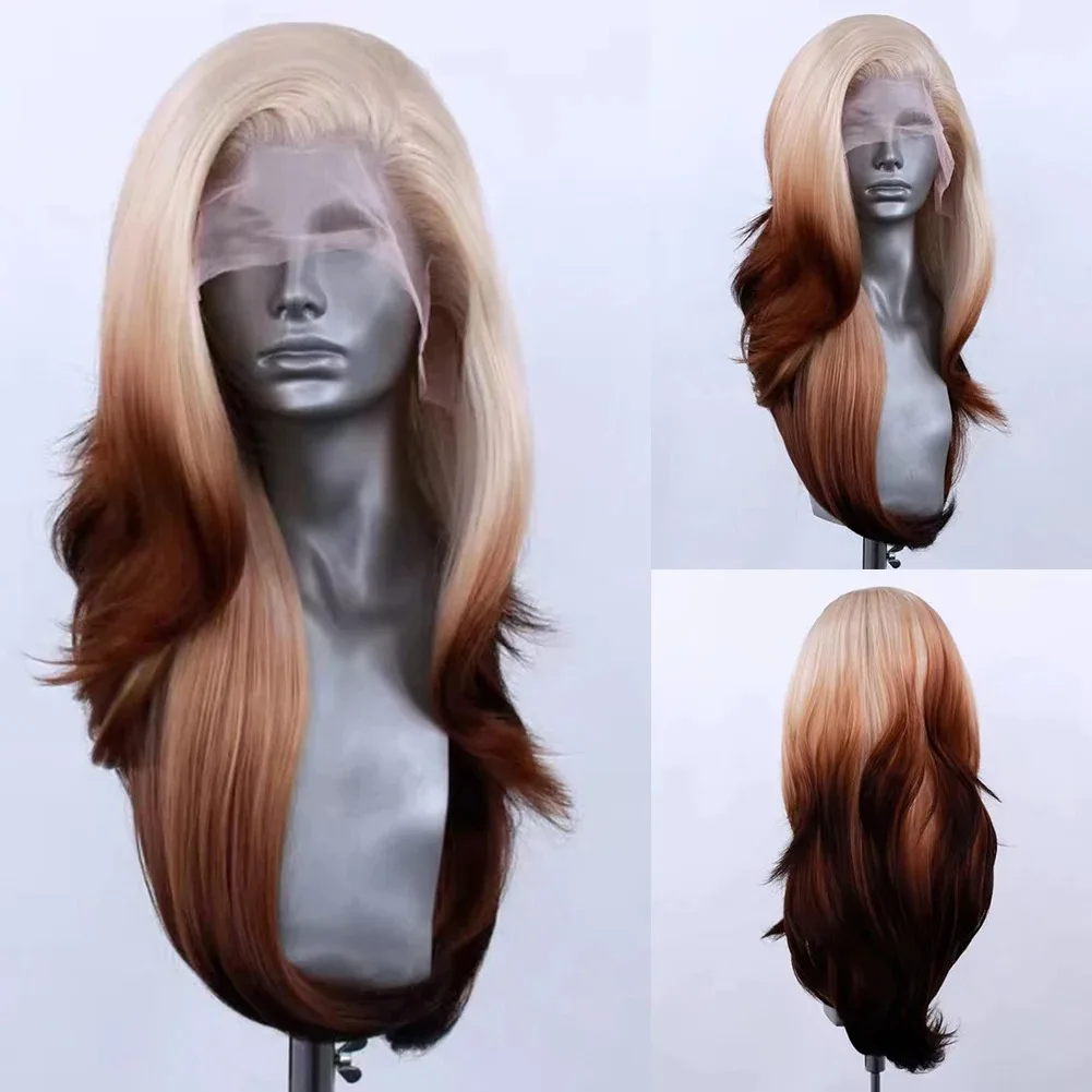 جذور شقراء أومبير براون قصير بوب لينة الدانتيل شعر مستعار أمامي للنساء السود مع موجة الطفل غلويليس شعر مستعار اصطناعي شعري طبيعي