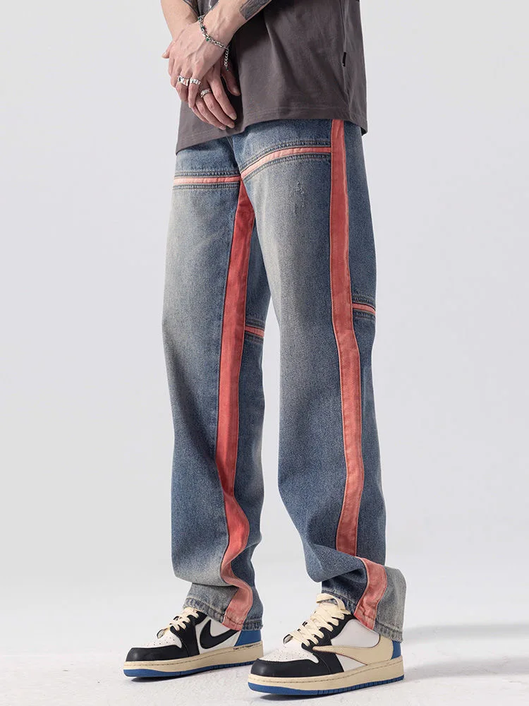 2024 Spring and Autumn New Fashion Trend Retro Straight Leg Denim Pants Men's Casual Relaxed Comfortable Stretch Denim Pants 5XL