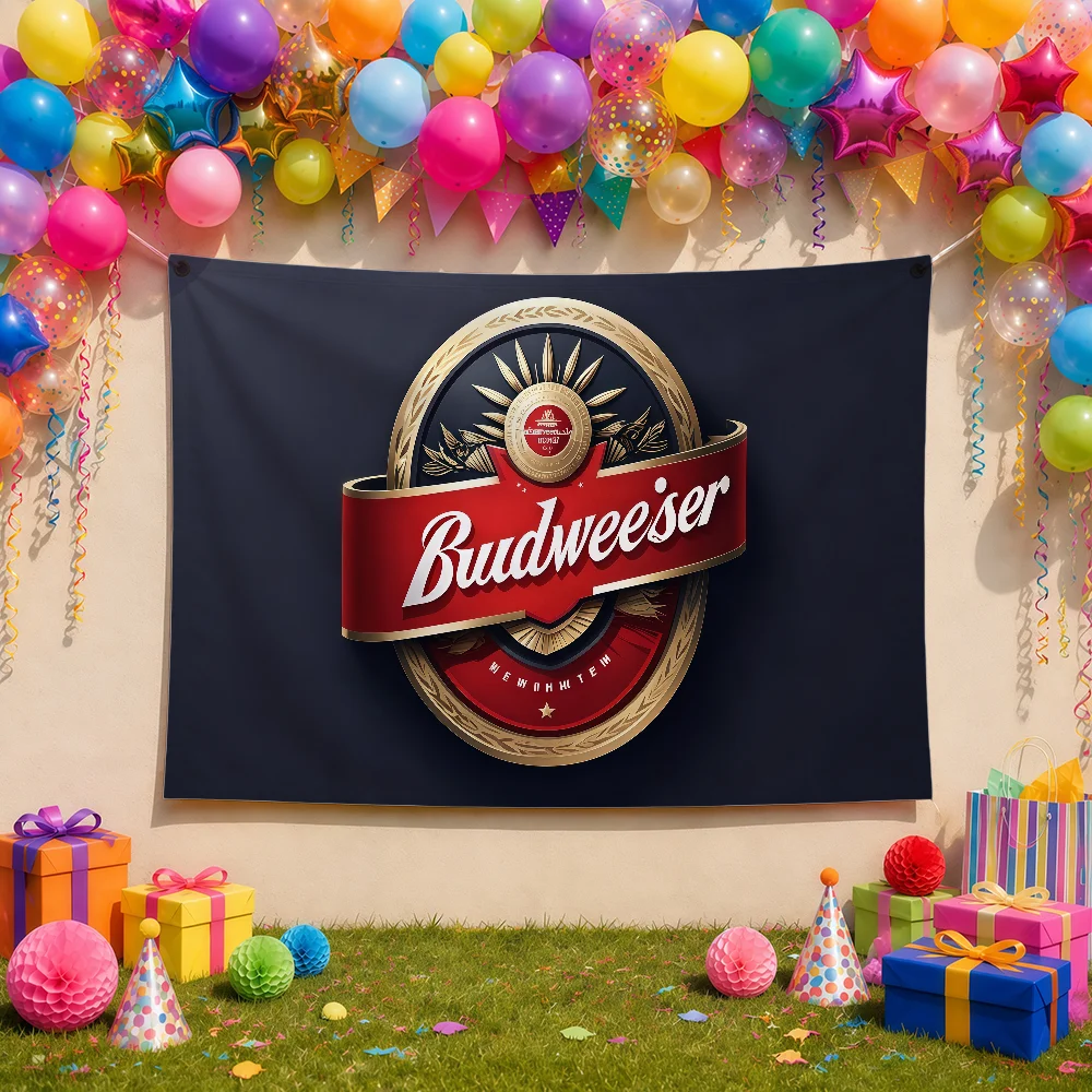 Brand B-Budweiser Flag Digital Printed Flag Tapestry Creative Pattern Living Room Wall Art Party Outdoor Decor