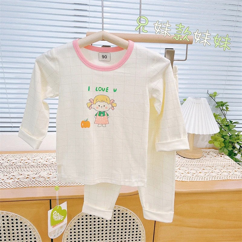 Spring Autumn Baby Sleepwear set Kids Comfortable Lycra Underwear 2pcs Set Children Shirts+Pants Sleep Wear Boys Girls Clothes