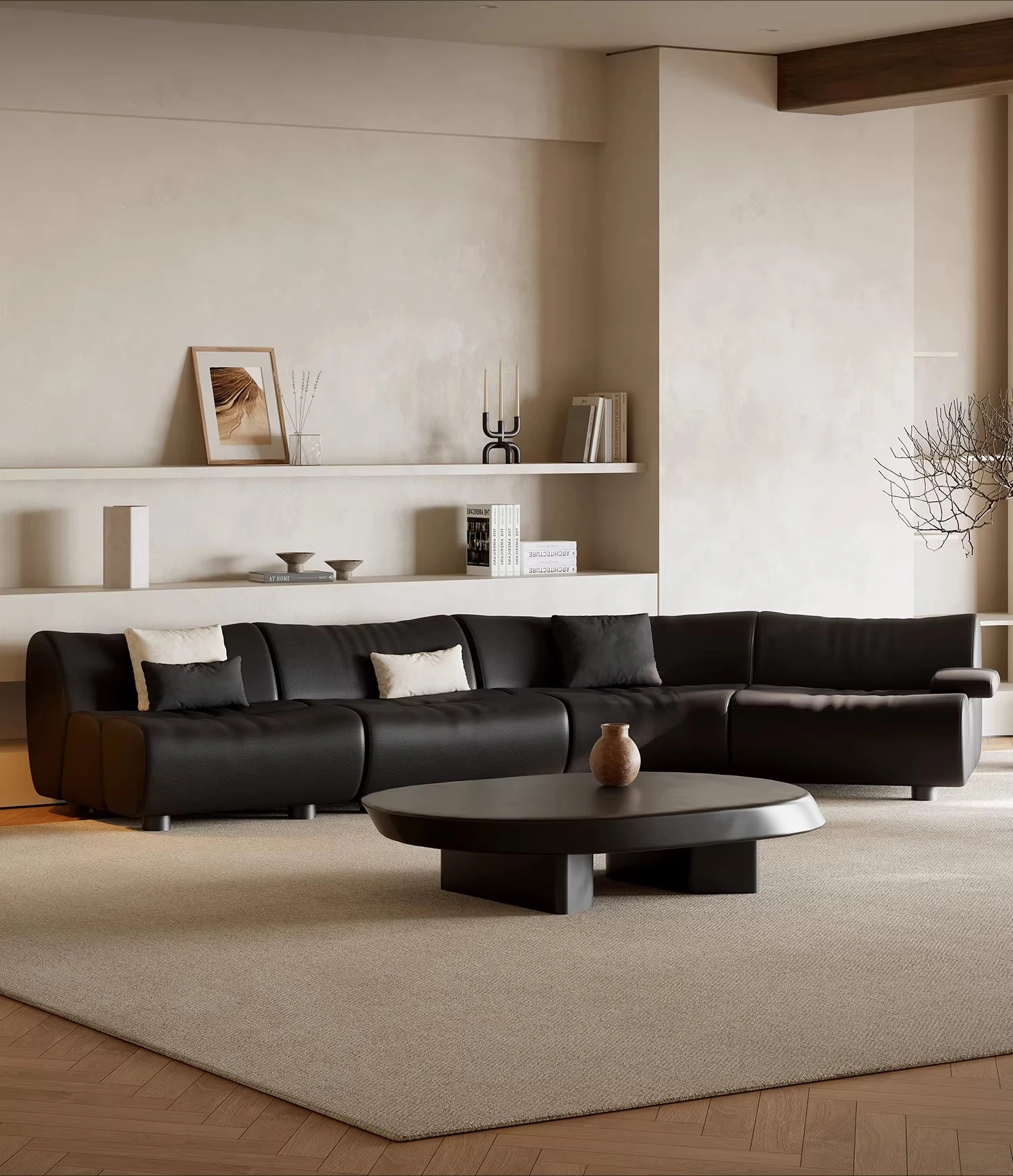 Designer bamboo sofa Italian minimalist sofa Milan new size apartment living room module curved combination