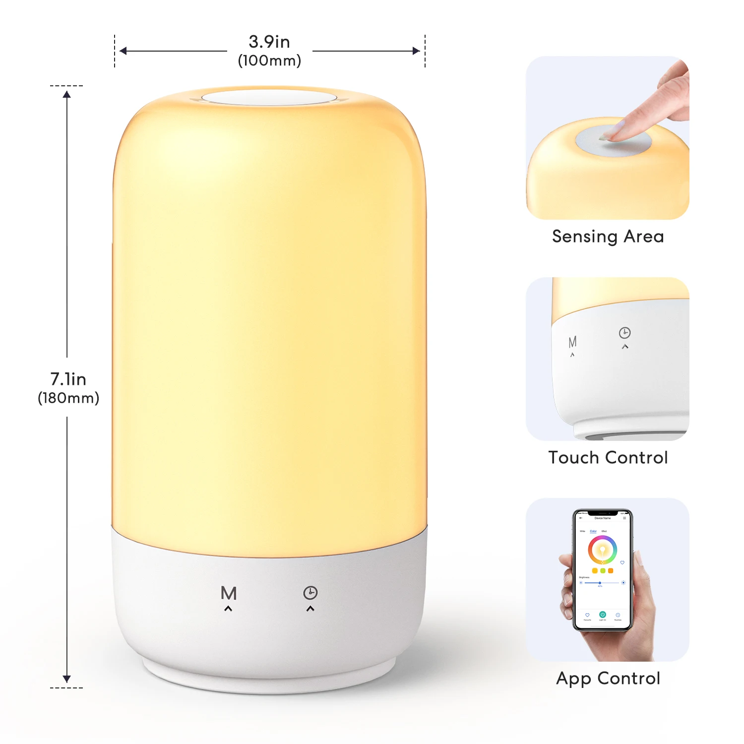 HomeKit Smat WiFi Table Lamp RGBCW Dimmable Ambient Light Touch Sensor Bedside Night Light Support Alexa Google Home SmartThings