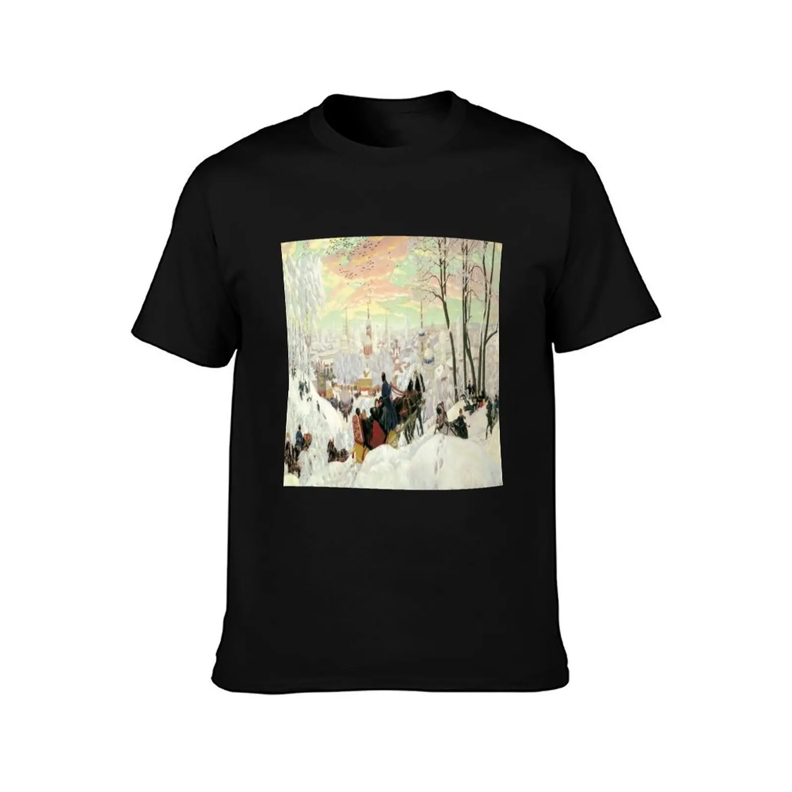 Pancake Tuesday/Maslenitsa by Boris Kustodiyev Painting 1916 Remastered T-Shirt Minimalist Graphic Tee Shirt