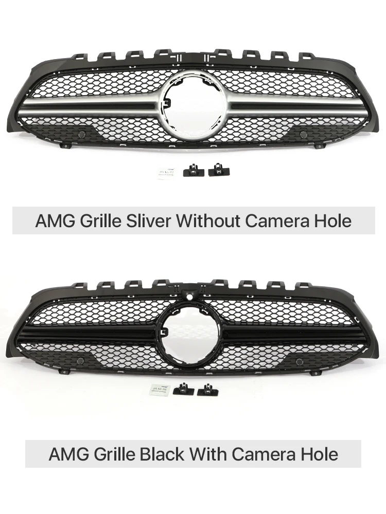 Front Bumper AMG Style Grill For Mercedes Benz A Class V177 W177 2019-2023 A35 A45 Black Chorme Grille A200 A180 Exterior Parts