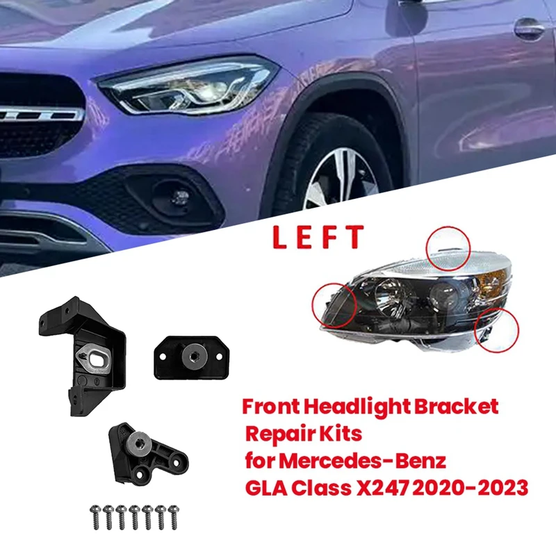 Au05-1 pasang braket lampu depan mobil kit dudukan perbaikan untuk mercedes-benz GLA Kelas X247 2020-2023 A2478202503