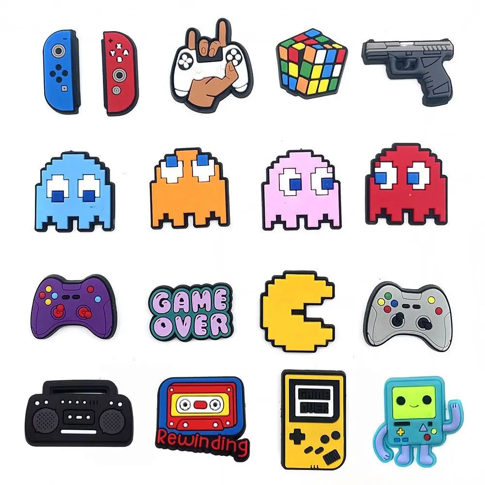 Pac-Man 17-piece cute game-themed shoe charms, detachable, a cute gift for friends, fun gift, Christmas gift