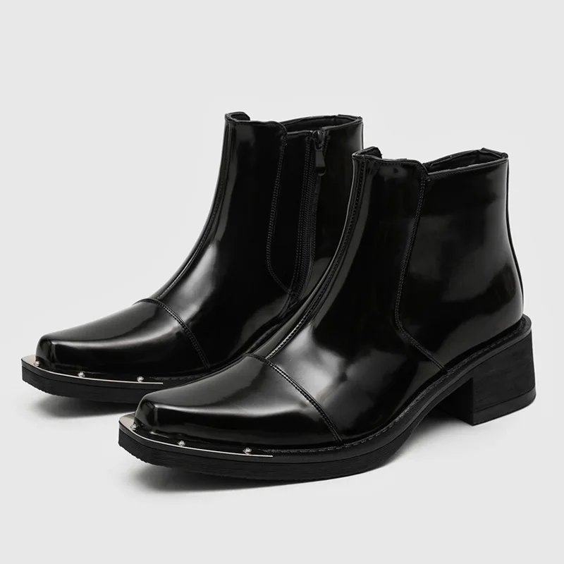 Men New Chelsea Boots Side Zipper Irregular Heel Smooth Surface High-end Feel Temperament Casual Business Fashion Trend Boots