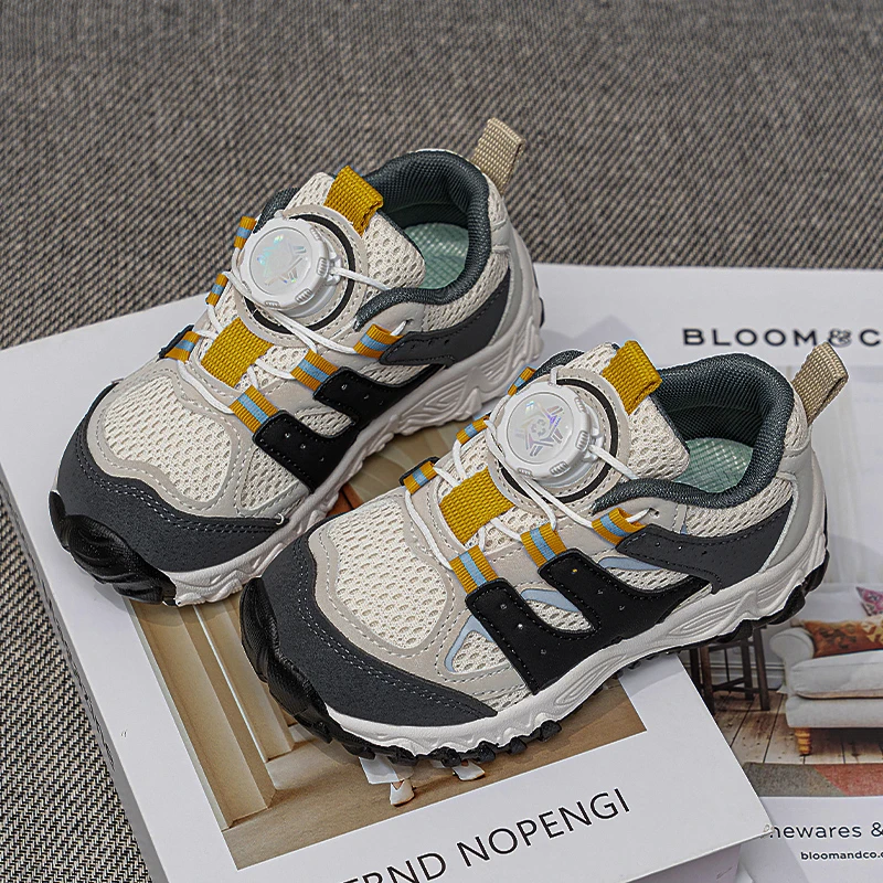 Kinder Outdoor Sneakers mit Drehknopf Kinder Freizeitschuhe Mesh Rutschfest 2026 Neue Jungen Mädchen Wanderschuhe Sportschuhe Weiche Sohle – Detail 13