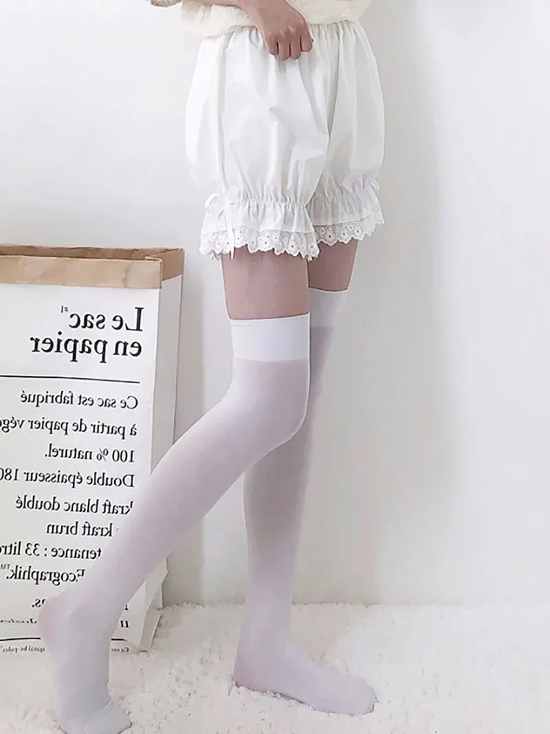 White Ruffle Knickers Women Kawaii Pumpkin Panties Cute Lace Bowknot Lolita Safety Shorts Pants Vintage Victorian Bloomers