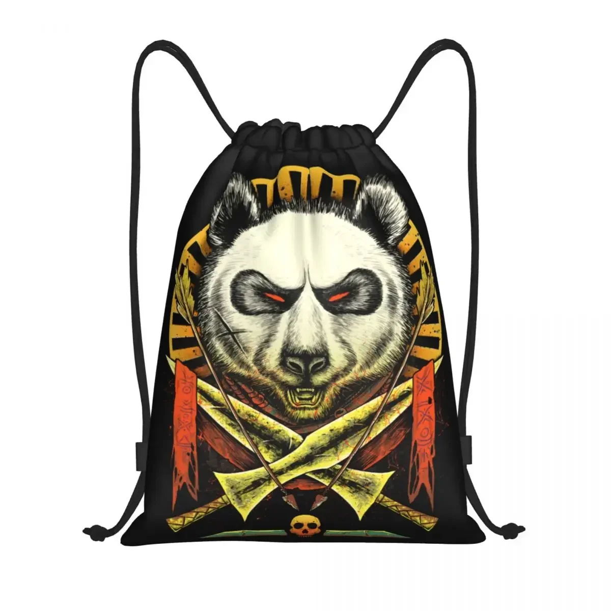 

Custom Vintage Panda Drawstring Bag for Shopping Yoga Backpacks Women Men Sword Bear Sports Gym Sackpack