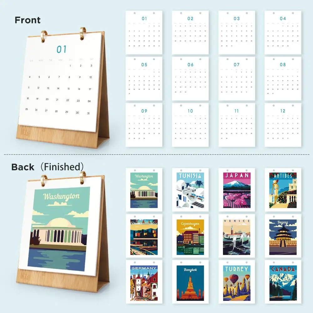 

Practical 2026 Edition Desk Calendar Handmade 12 Month Table Planner Paint By Numbers Commemorative Standing Flip Calendar Gift