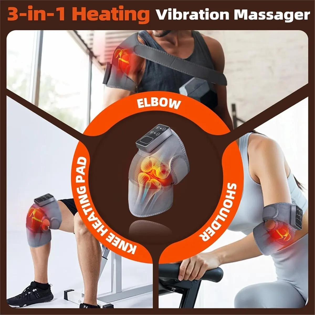 [Vend for]Cordless Knee Massager with Heat Vibration for Pain Relief, Electric Heated Knee Brace,Heated Massager for Knee/Joint