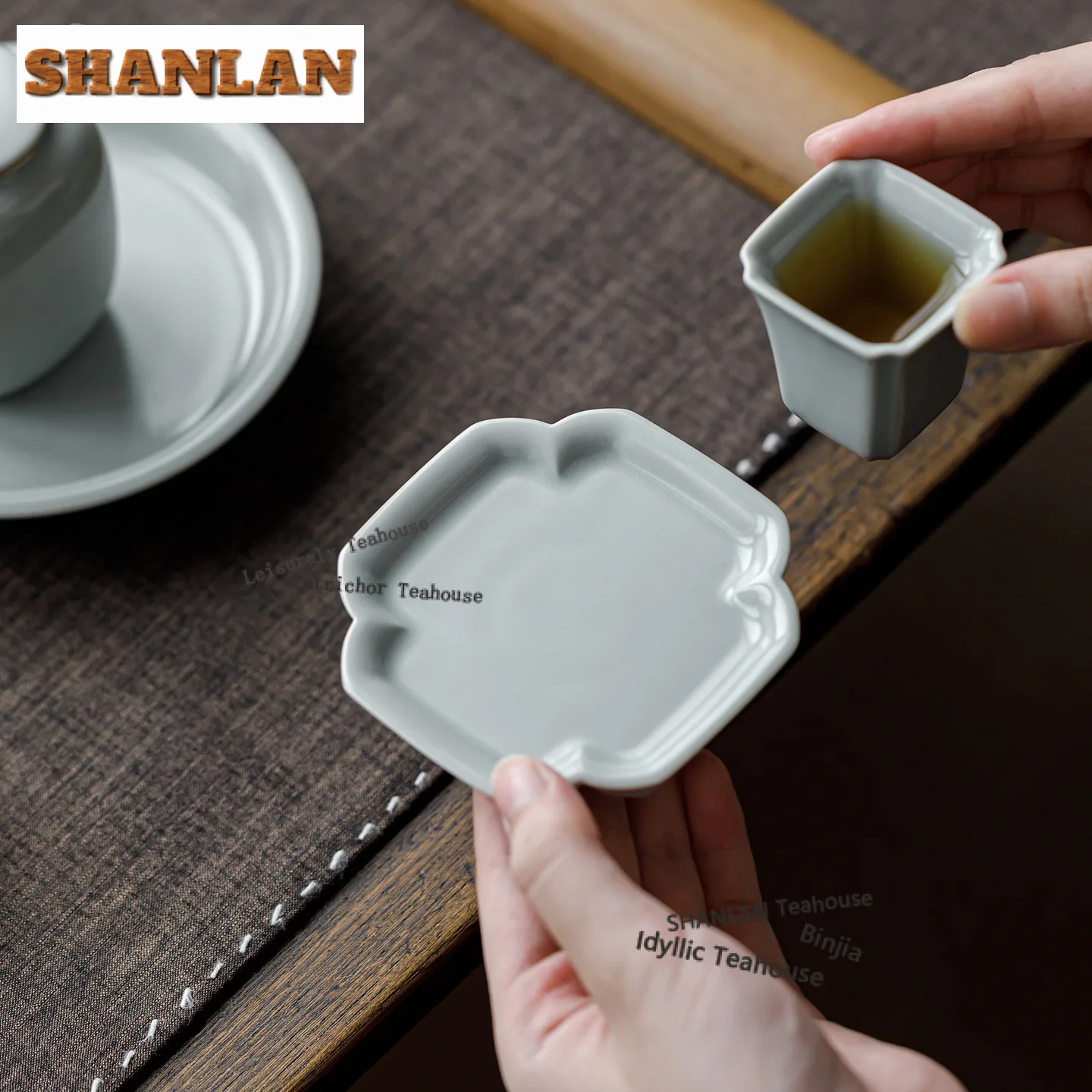 2 قطعة/الوحدة اليدوية Azure Ru فرن الخزف الوقايات القدح لوحة ل فنجان القهوة الصحن العزل الحراري المفارش حامل الكأس درينكوير #2