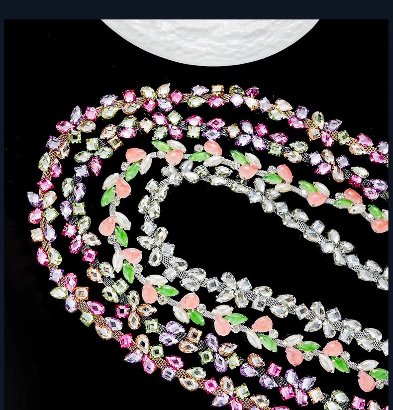 10 Yards Strass-Kette Kristall-Diamant-Accessoire DIY Bastelbedarf Geschenk Hochzeitsfeier Dekoration Strass-Band Nähzubehör – Detail 3