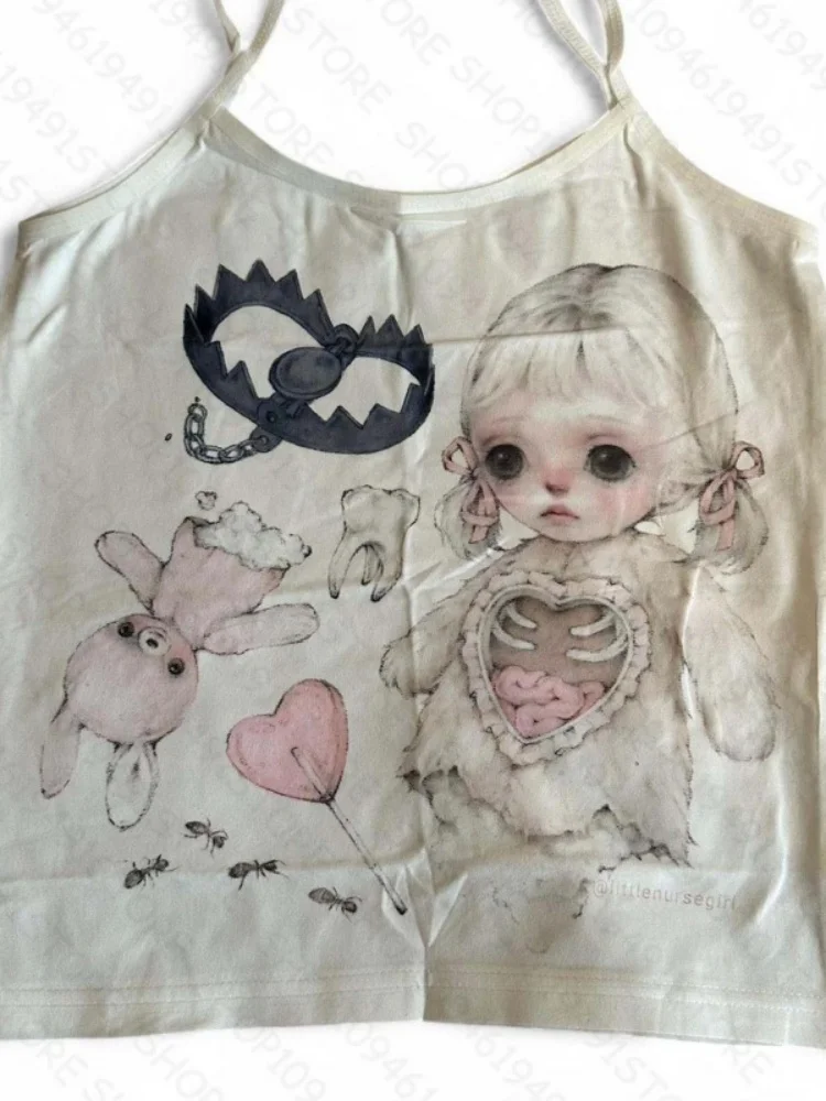 Punk Fashion Women Vest Y2k Tank Top Hiphop Harajuku Letter Print Retro Slim Crop Top Rock Goth Streetwear Sleeveless Top E-girl