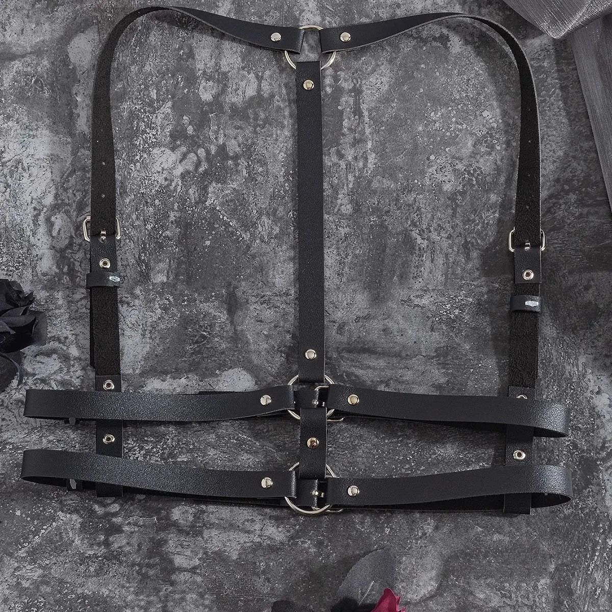 Women Fashion Harness Pu Leather Adjustable Studded Decor Harness Belt Fetish Clothing Bondage lingerie chest harness