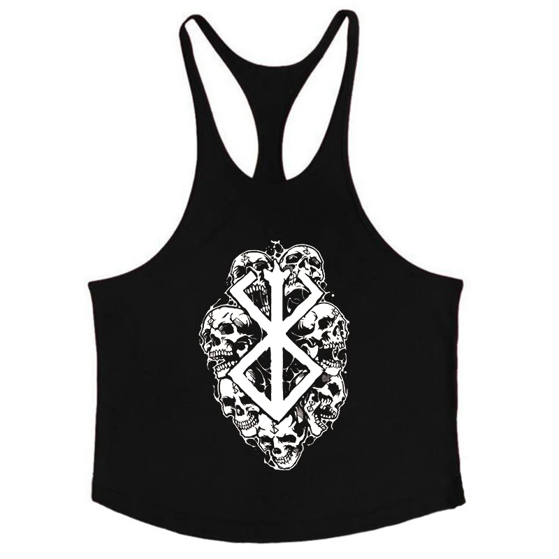 Berserk Grafik-Tanktop aus Baumwolle für Herren, Sommer, ärmellos, Y-Back-Weste, für Fitness, Muskeltraining, sportliches Workout, Unterhemd, Activewear – Detail 14