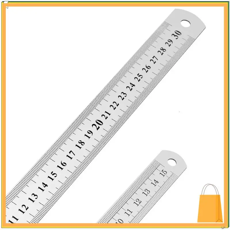 L53A-3X Stainless Steel Ruler 12 Inch + 6 Inch Metal Rulers