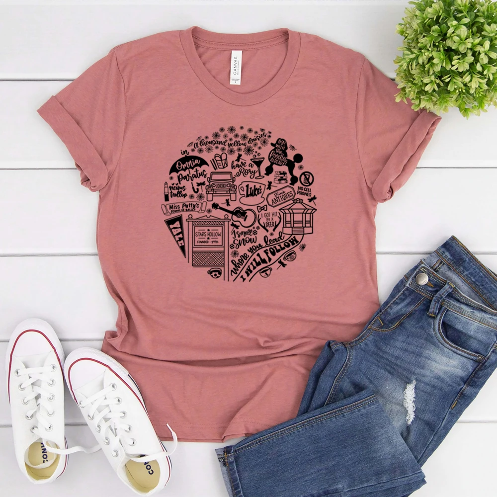 Retro Gilmore Girls T-shirt Stars Hollow Shirt Rory Lorelai Gilmore Tees Luke\'s Diner Shirts Tv Show Inspired Tshirt Fans Tops