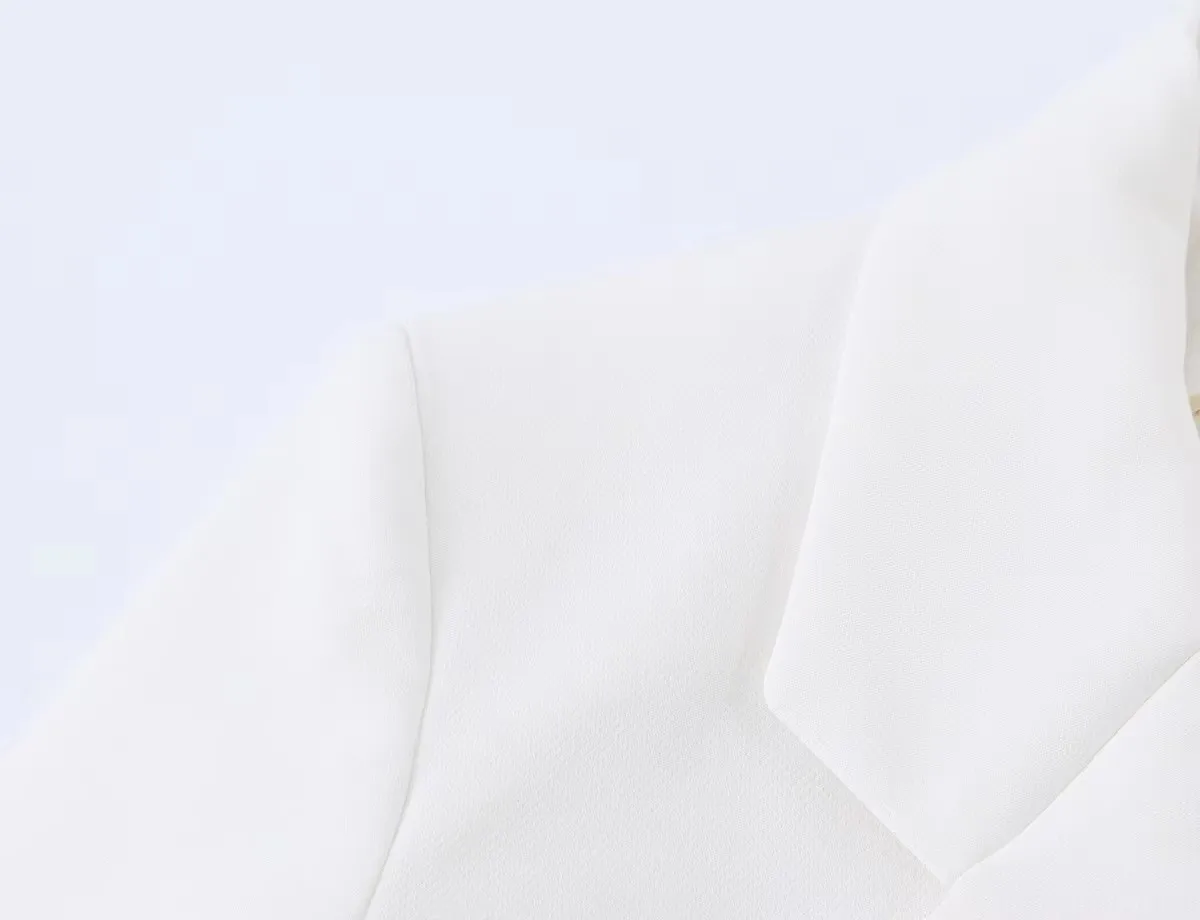 HH Damen Romantischer Spitzenbesatz Cropped Blazer Klassischer Revers-Einknopf-Mantel Mode Party Freizeit Urlaub Langarm-Jacke – Detail 5