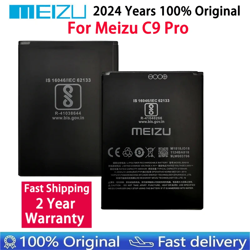 

2024 Years 100% Original High Quality 3000mAh BA818 Battery For Meizu C9 pro Mobile Phone Replacement Batteries Bateria