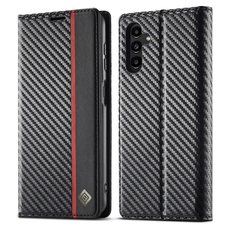 LC-imeeke Carbon Fiber Magnetic Wallet Case For Samsung Galaxy A24 A54 A53 A33 A14 A13 A34 A23 5G A04 M13 M23 Leather Flip Cover