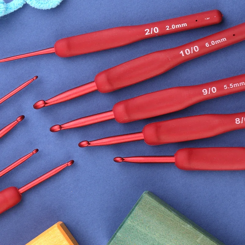 Ergonomic Red Crochet Hook Set for Beginners