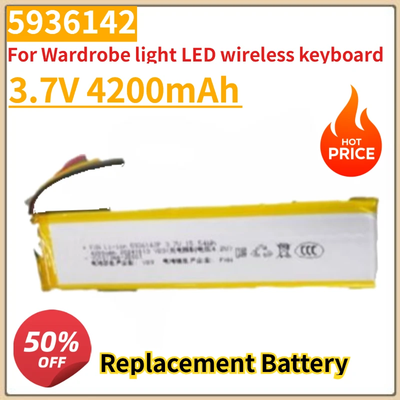 

New High Quality 3.7V 4200mAh Replacement Battery 5936142 For Wardrobe light LED wireless keyboard