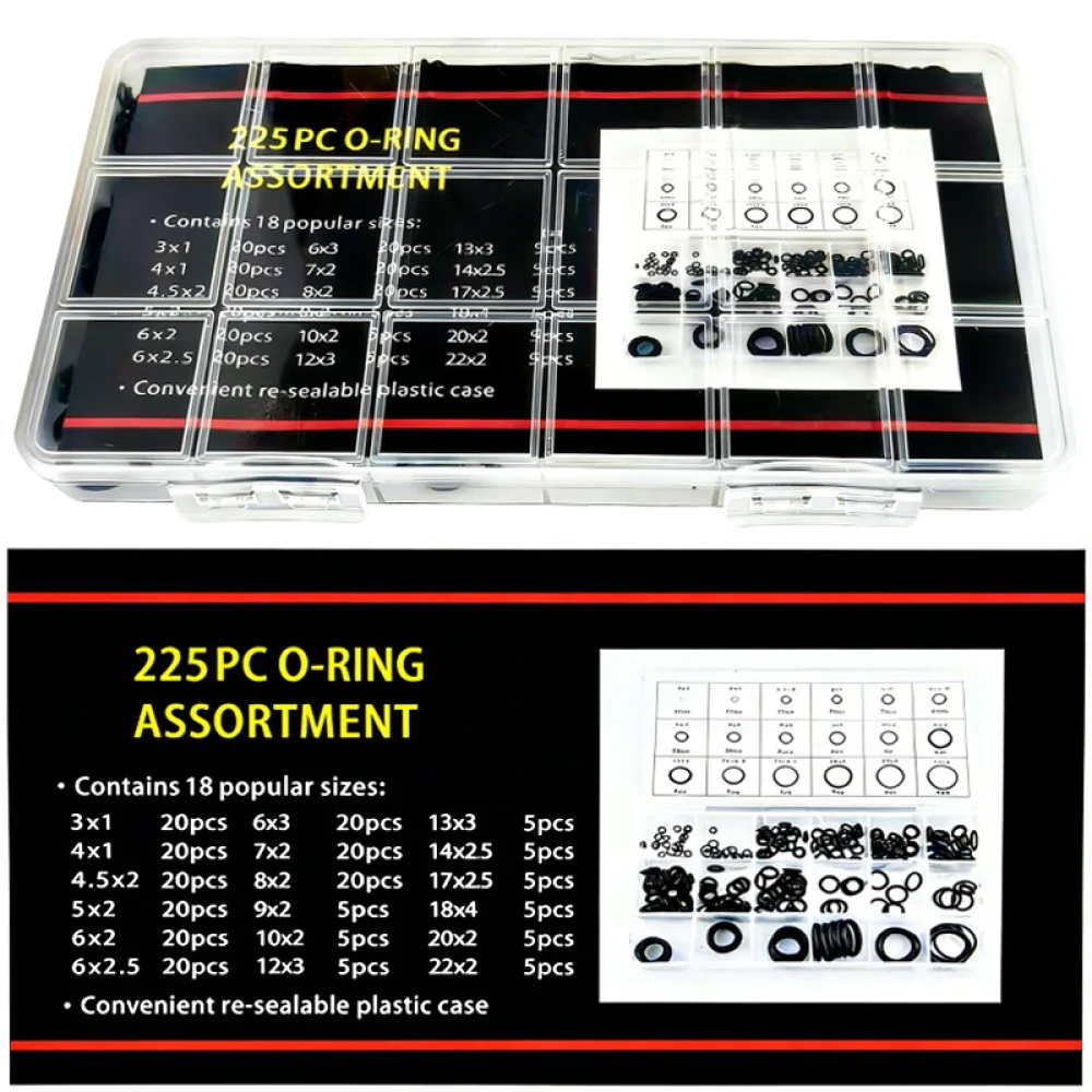 Durable O Ring Sealing Gasket Kit Oil Proof NBR Rubber Washers Set For Automotive Machinery Maintenance Hardware Tools
