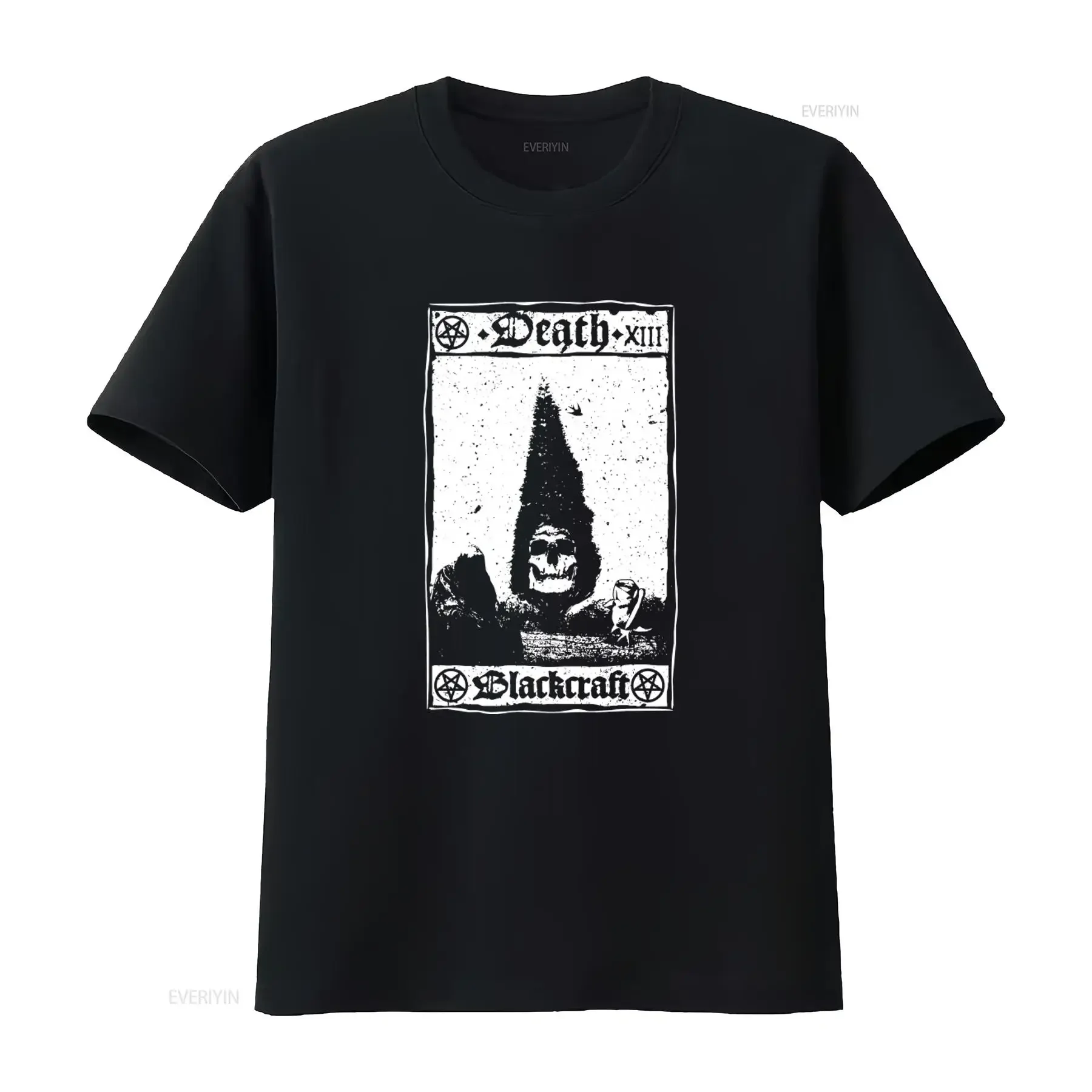 Blackcraft Cult Death Tarot Card Gothic Punk Pentagram Satanic T Shirt vintage Washed homme streetwear designer clothes
