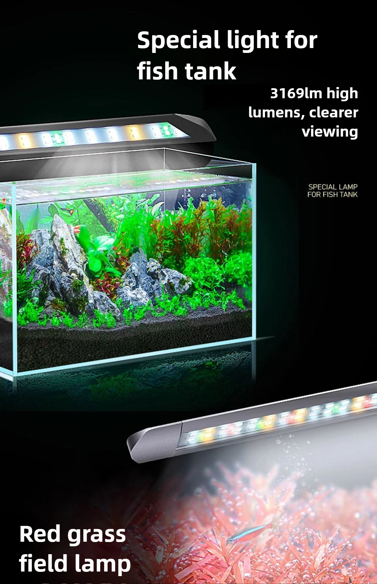 Aquarium Light,Clip on LED Aquatic Plant Light Multi-color for 6 Inch To 48 Inch Fish Tank Light Fresh Water Plant Aquarium Lamp