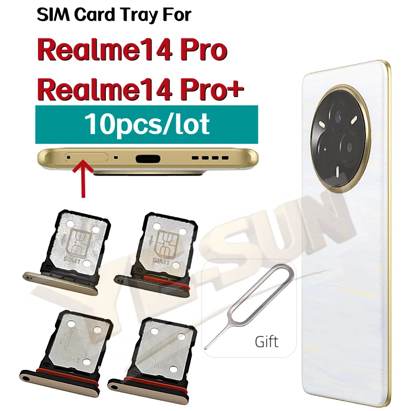 

Sim Card Tray For Realme 14 Pro Realme 14 Pro + Plus Sim Card Tray AdapterRepair Parts 10Pcs