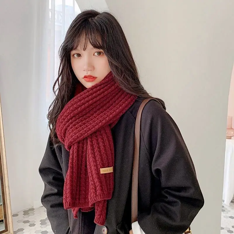 

Korean Style Winter Warm Scarf for Women Design Striped Elastic Knitted Scarves Female Bandana Thick Neckerchief Shawl E1197