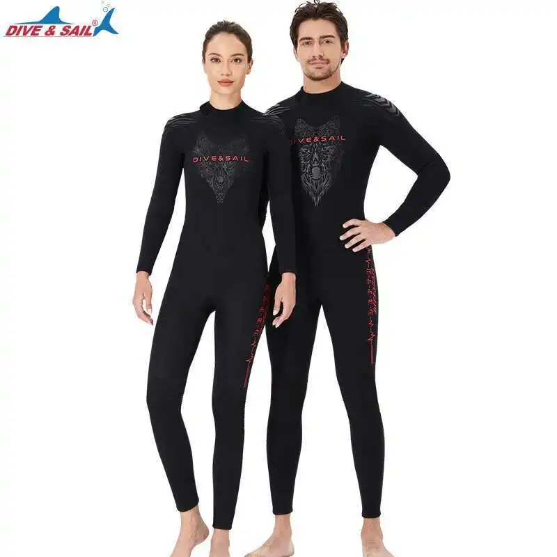 DIVE&SAIL3MM diving suit one-piece long sleeve free diving wet type warm surfing suit sunscreen jellyfish diving suit