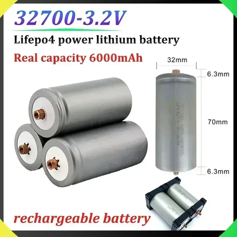 100% Original3.2V 32700 Lithium Iron Phosphate Battery Actual Capacity6000mAh Lifepo4 with Screws Suitable for Electric Vehicles