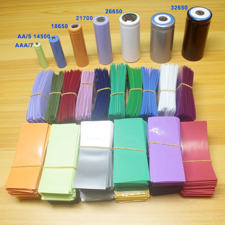 

100pcs/lot 14500 18650 21700 26650 Lithium battery packaging protective film PVC heat shrink sleeve shrink insulation film