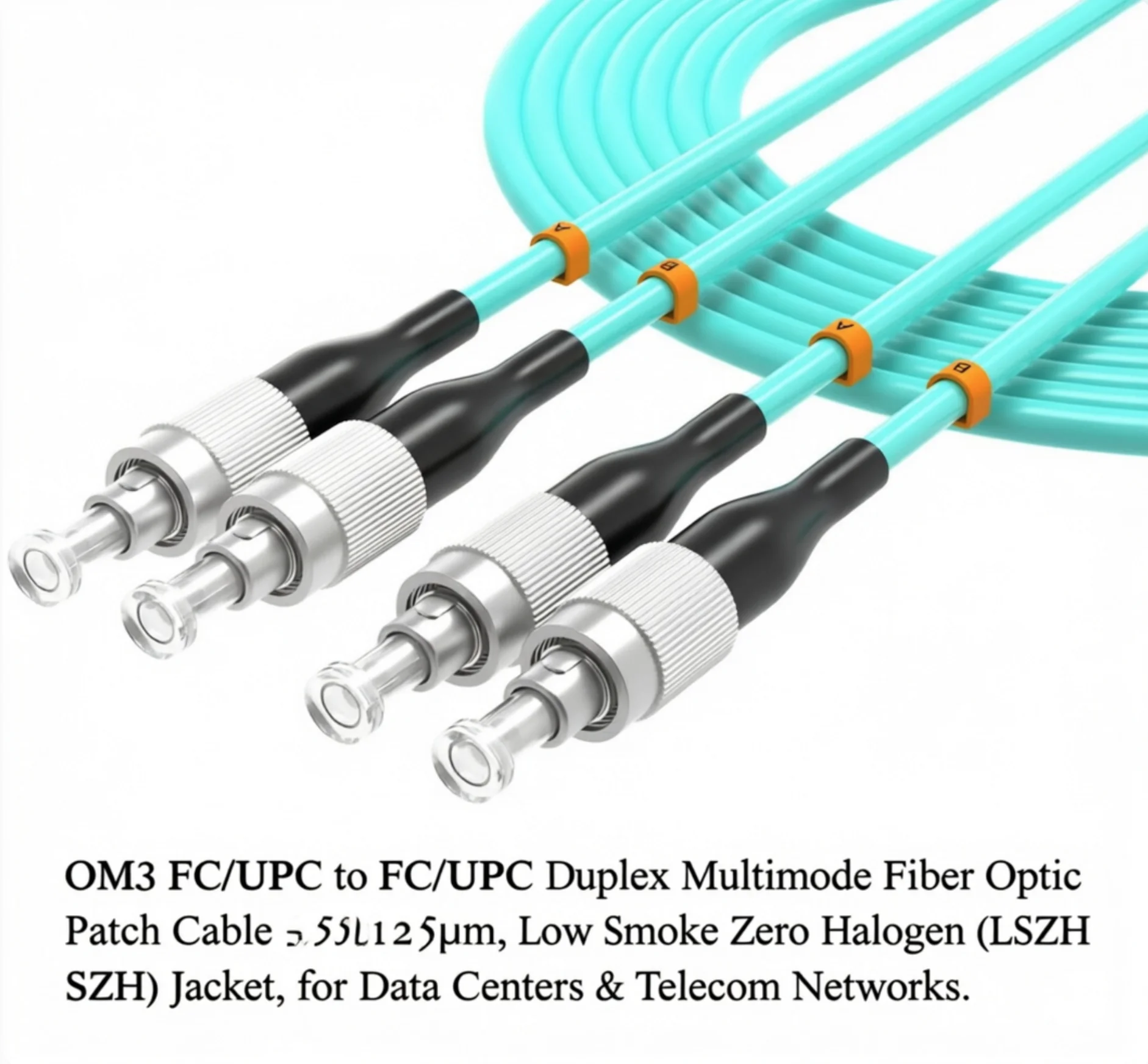 OM3 FC to FC Fiber Patch Cable,10Gb Multimode Duplex 50/125μm Fiber Optic Cable,UPC LSZH 2.0mm