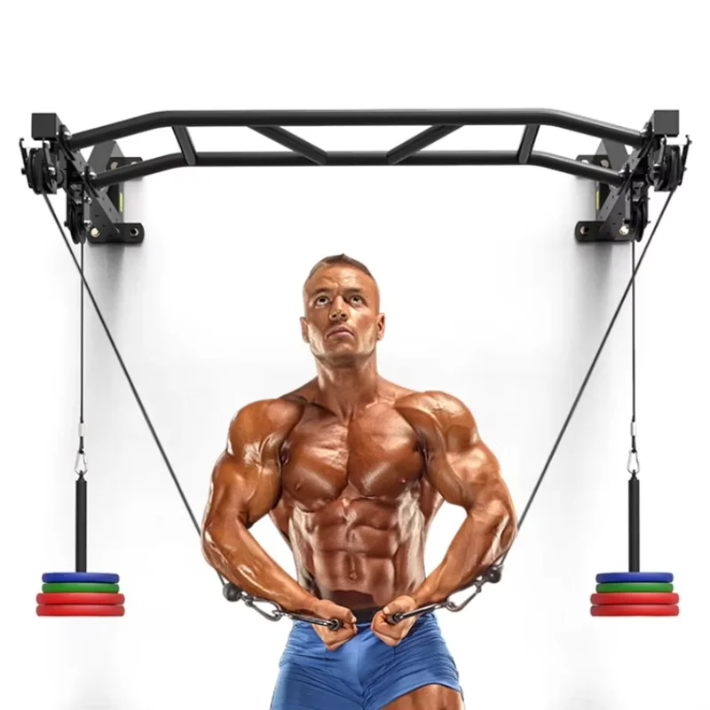 Multi functional pulley Heavy Duty Pull Up Bar Wall Mount Multi-function Chin up Bar with Home Gym Cable Pulley System