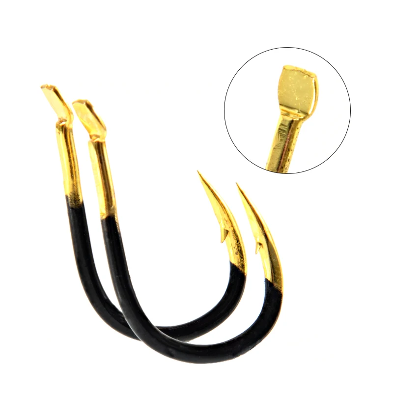 10 Pcs Single Fishhook Fishing AccessoriesTackle Barbed Colored Cool Black Gold Double Slotted Barb Bulk Hook