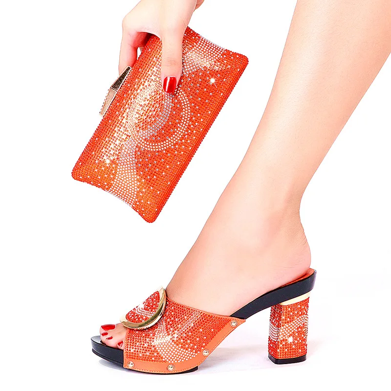 

Rhinestone Shoes Wind Speed Large Size 38 To 43 Wedding Dinner Party Full Of Diamond Fish Mouth Slippers With Dinner Crystal Bag