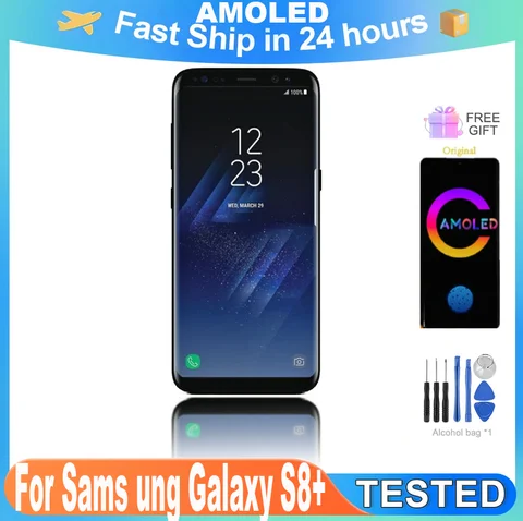Original 6.2'' Super AMOLED Replacement for Sams ung S8 Plus G955 G955F LCD Display Touch Screen