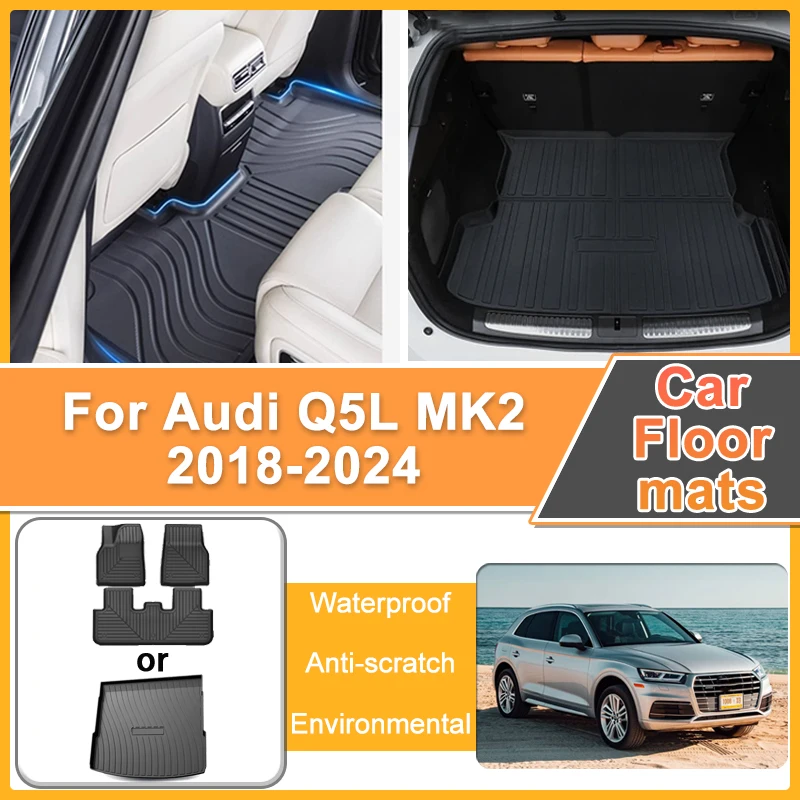 

LHD Car Floor Mat For Audi Q5 MK2 Q5L 2018 2019 2020 2021 2022 2023 2024 Foot Custom Liner Mats Anti-dirt Trunk Pads Accessories