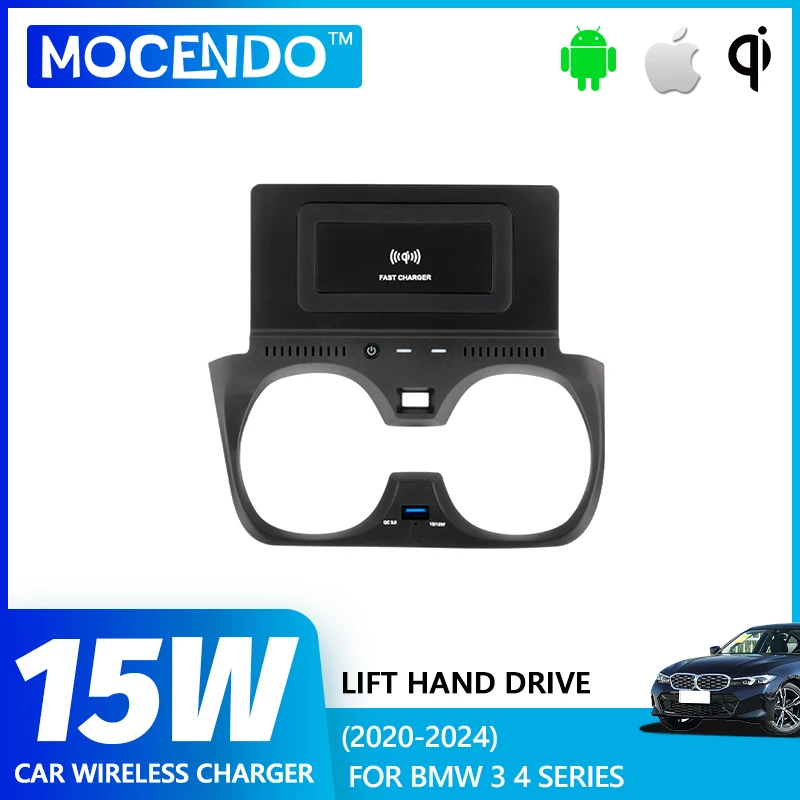 For BMW 3 4 Series G20 G21 G22 G28 2020 2021 2022 LHD 15W Car Wireless Charger Fast Phone Charger