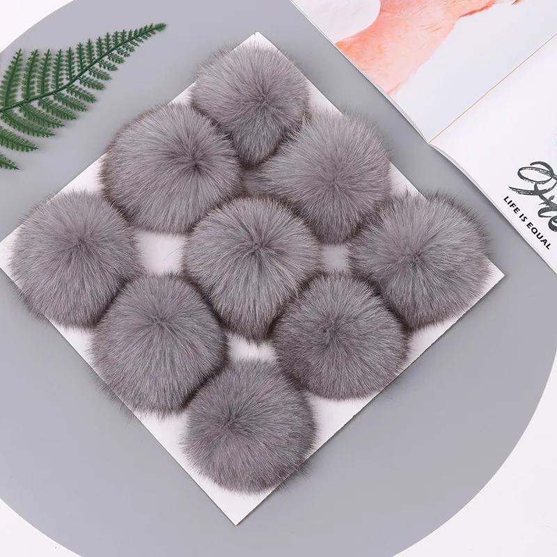 9cm Pompoms Natural Fox Fur Fluffy Pompon for Hats 90mm Real Fox Fur Big Ball Pom Pom for Caps Hats Skullies Garment Accessories