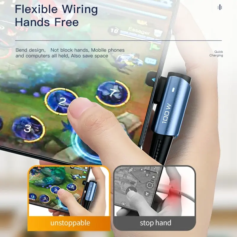 Essager 100W USB Type C To USB C Cable 90 Degree Angle For iPad MacBook Pro Xiaomi Samsung Huawei Fast Charging Type C Date Wir